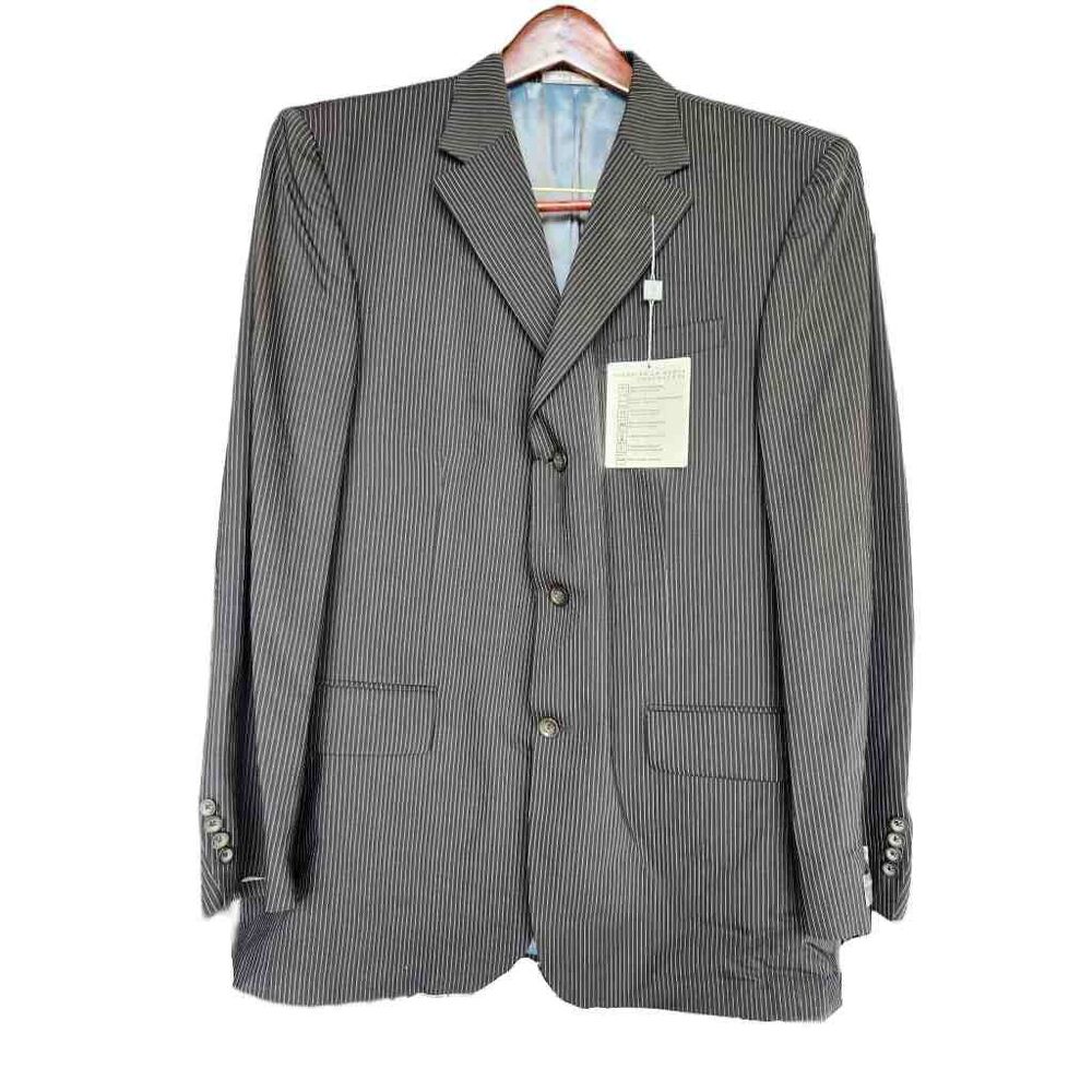 Oscar De la Renta 2 piece Wool suit pinstripe men's 44 large black white Blazer